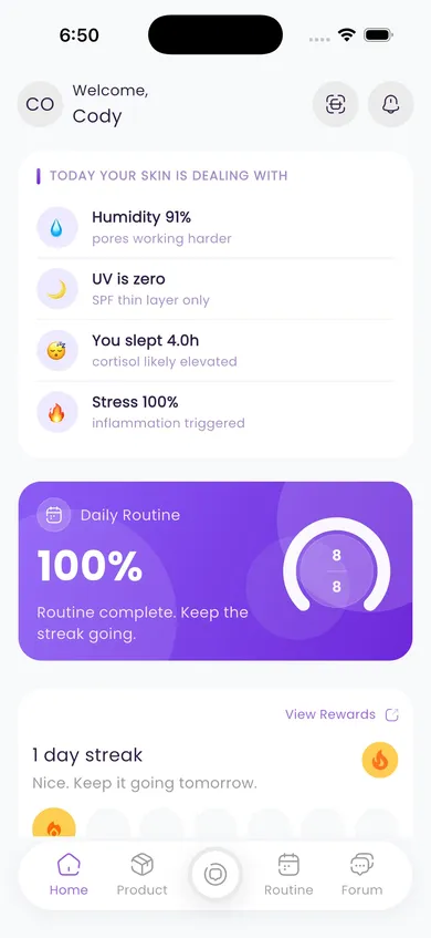 SkinMama home screen